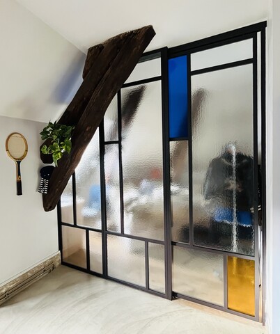 Porte Coulissante en verrière Mondrian à Paris 18