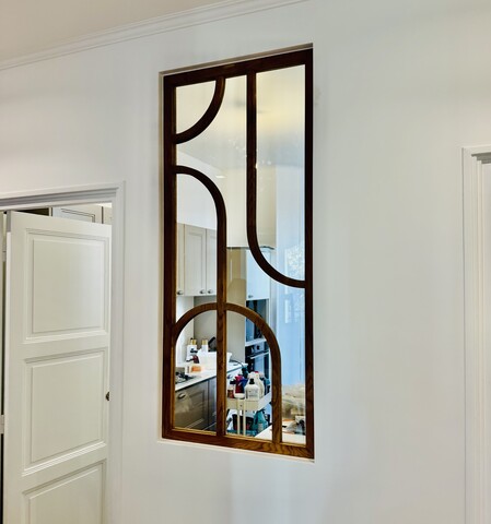 Verrière fixe Art-Déco en chêne massif