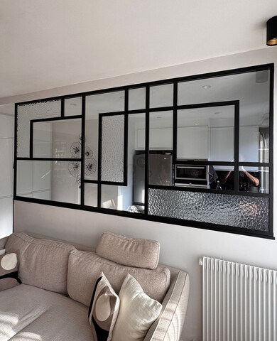 Verrière Mondrian en verre monumental et verre clair à Paris 16