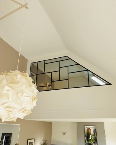 Verrière sous pente style Mondrian pour mezzanine à Chevreuse