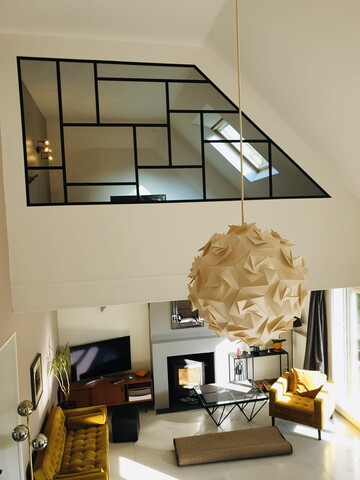 Verrière sous pente style Mondrian pour mezzanine à Chevreuse